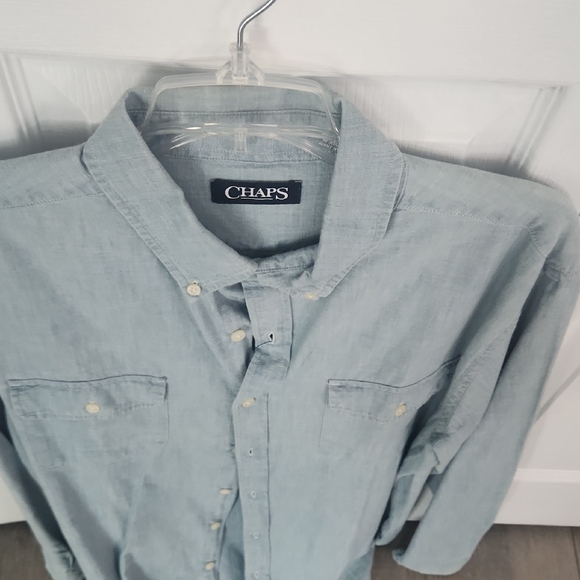Chaps Men's Casual Blue Button-Down Shirt - Picture 1 of 5